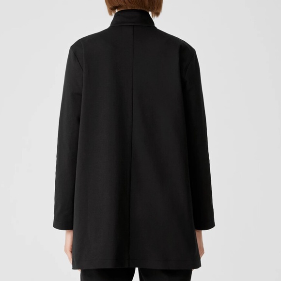 EILEEN FISHER COTTON PONTE STAND COLLAR BLACK JACKET - Picture 4 of 15